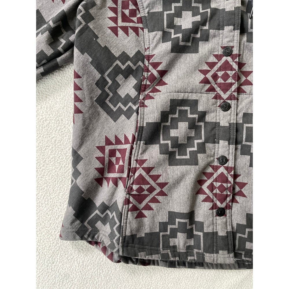 Noble Outfitters Womens XXL Hooded Flannel Jacket Grey Southwestern Aztec Lined - Picture 12 of 16